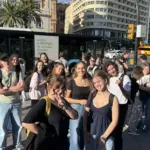 Czech and Spanish participants of the Europe Our Planet youth exchange on a city tour in Málaga